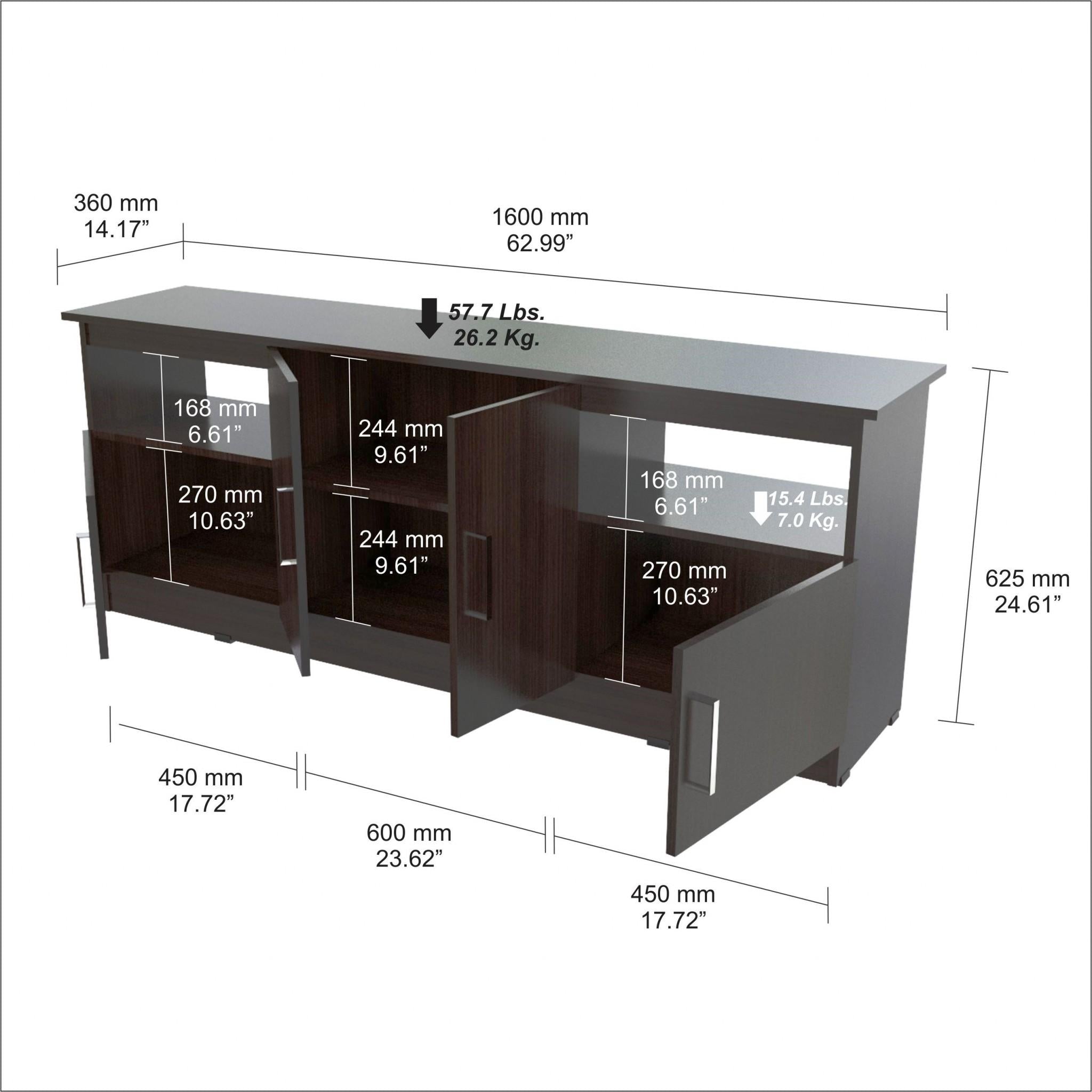 Espresso Finish Wood and Stainless Media Center TV Stand