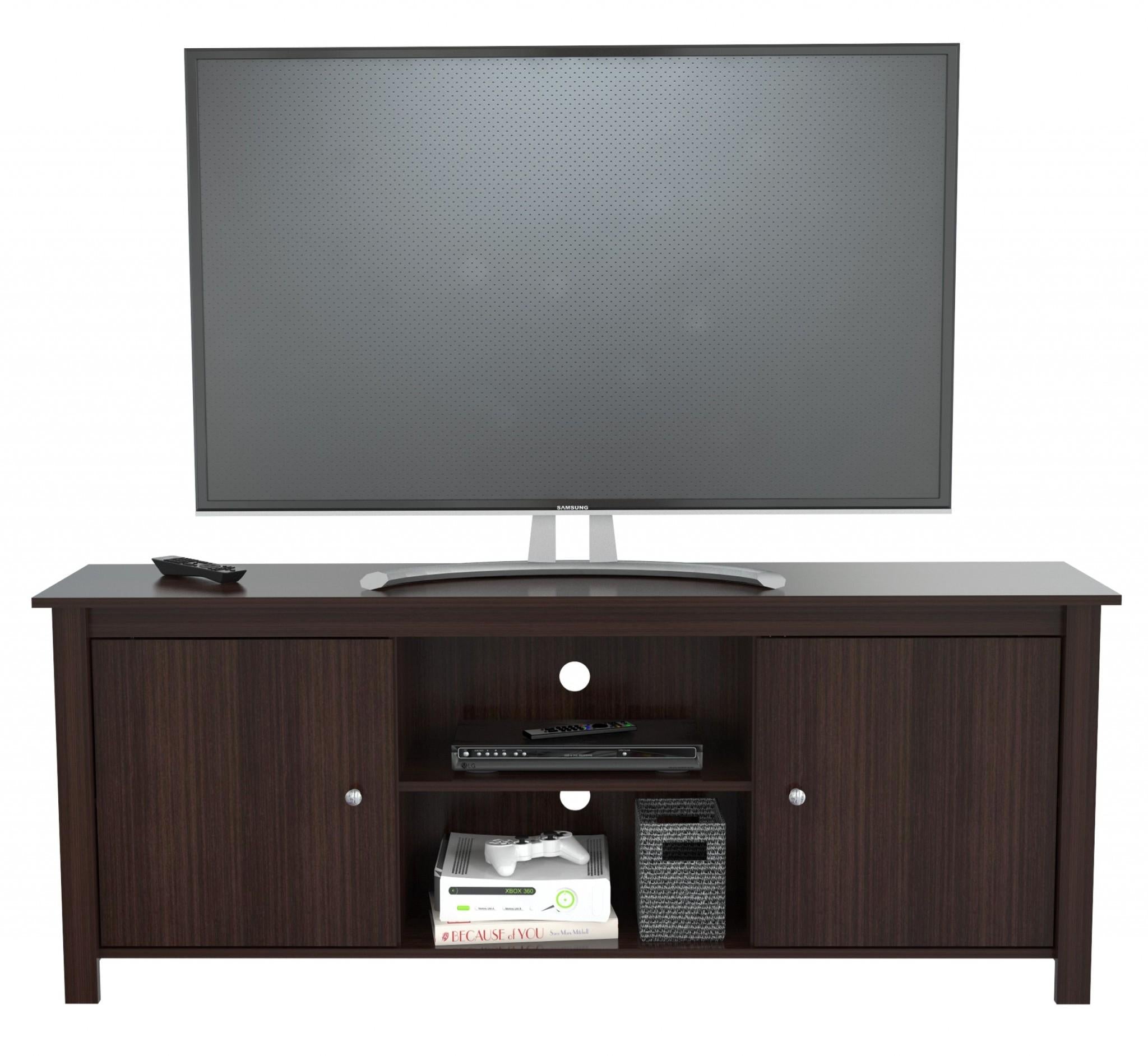 Espresso Finish Wood Media Center and TV Stand