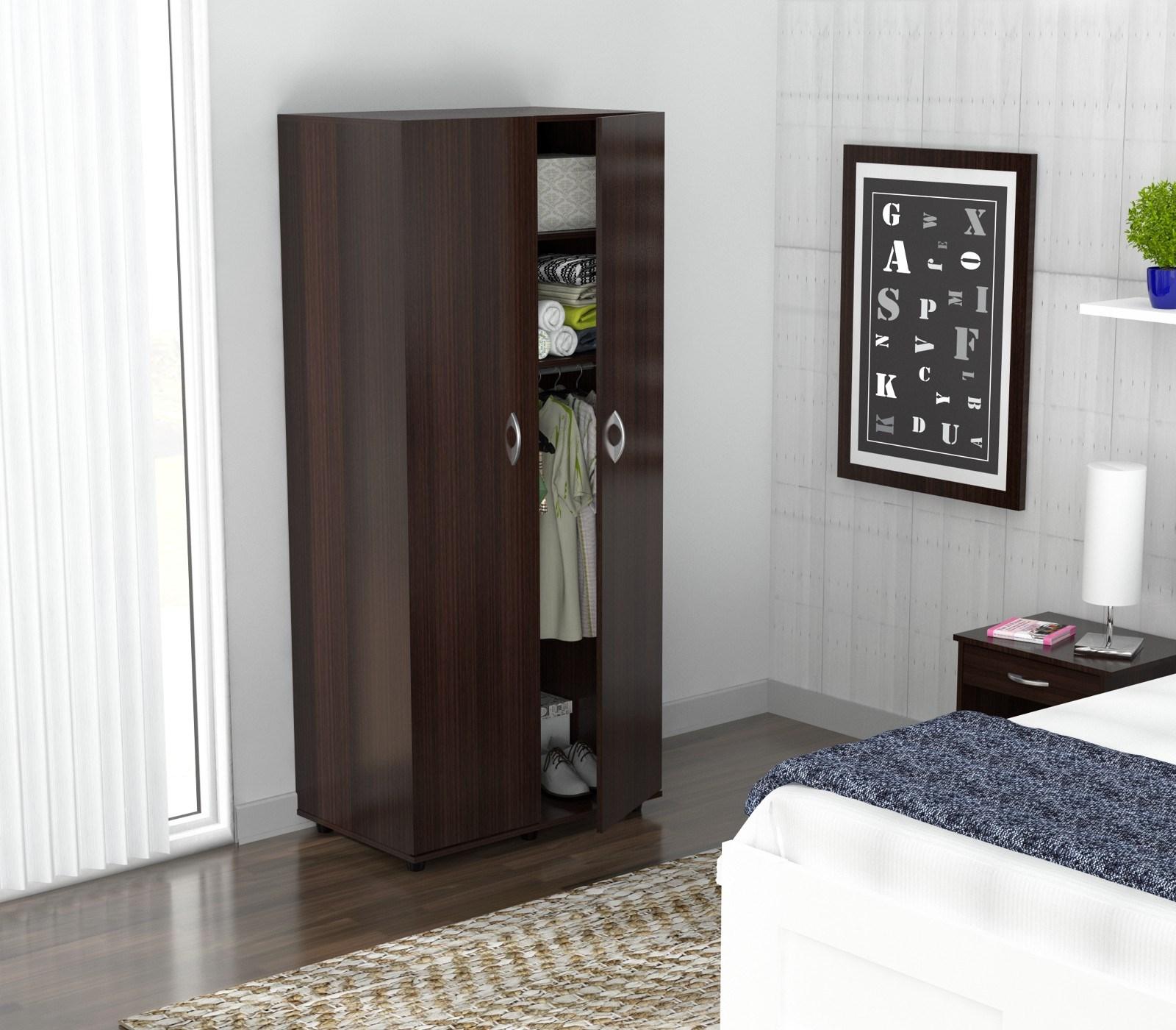 Espresso Finish Wood Wardrobe with Two Doors