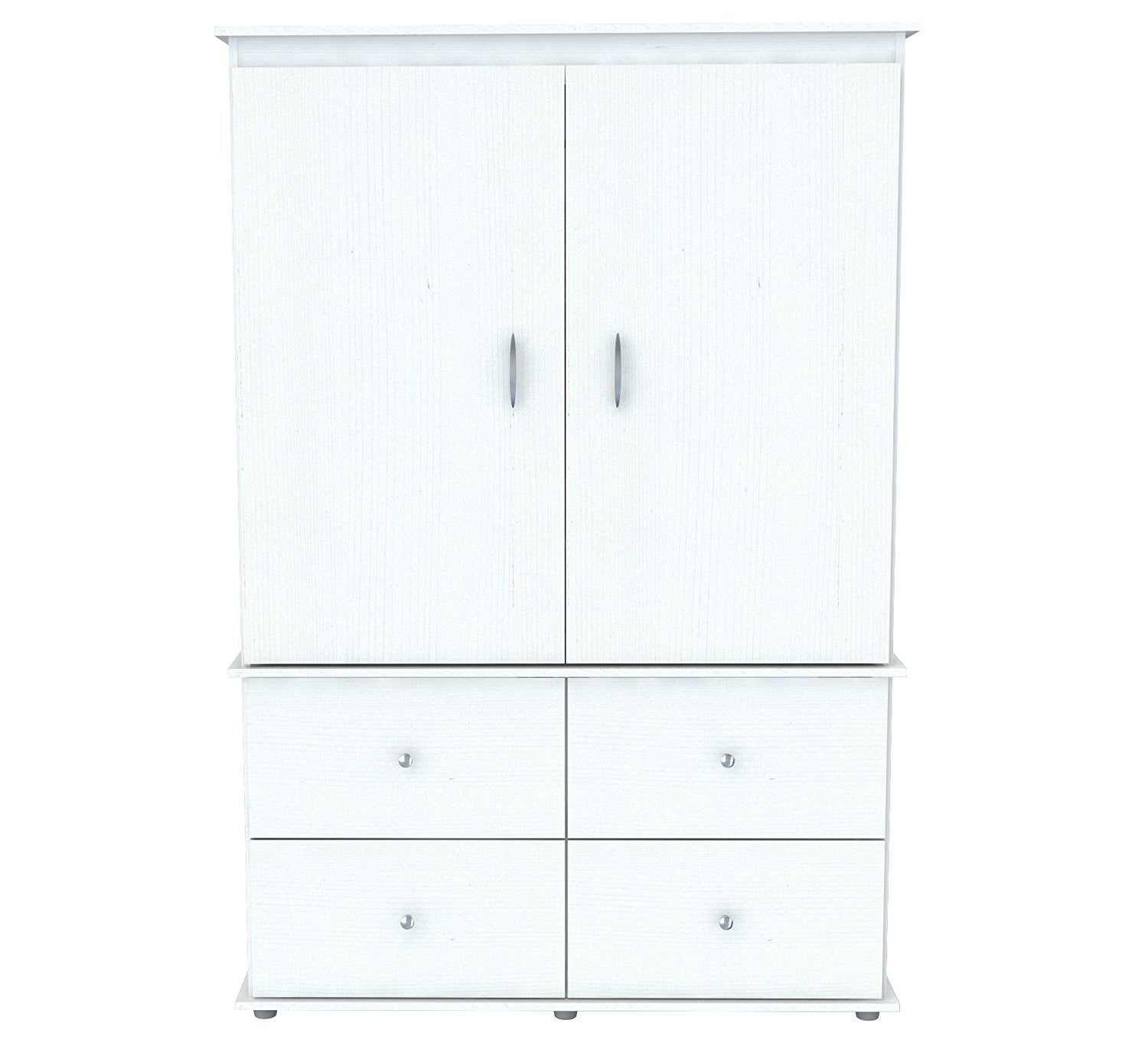 White Finish Wood Four Drawer Armoire Dresser