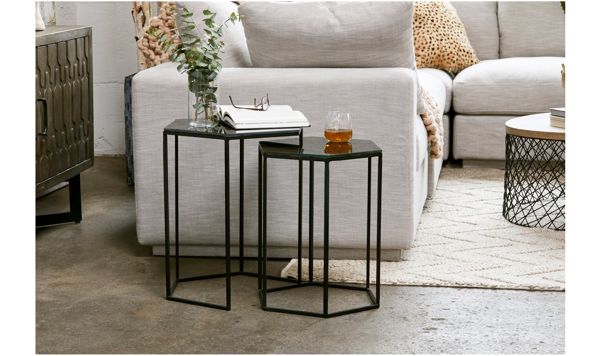 Polygon Accent Tables Set Of 2 - Black