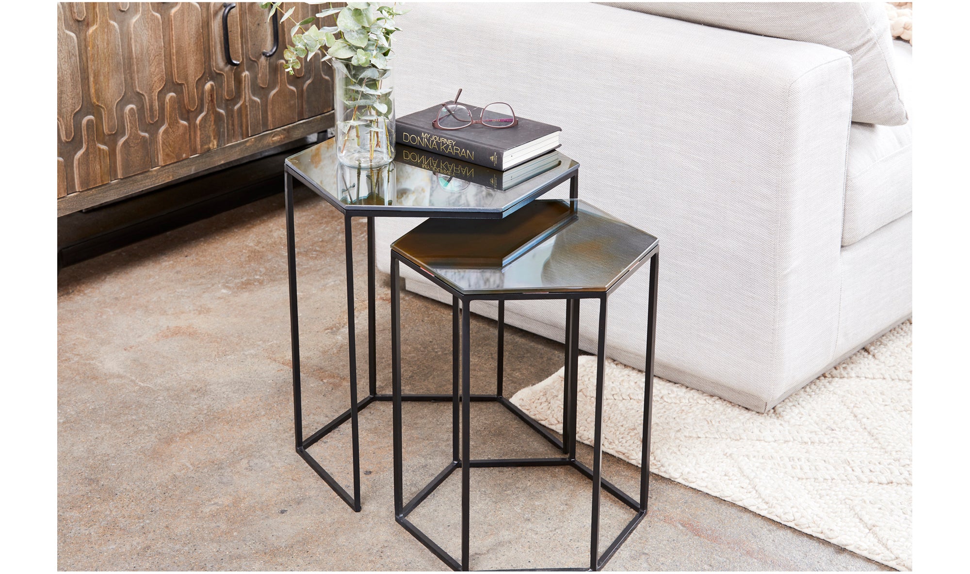 Polygon Accent Tables Set Of 2 - Black