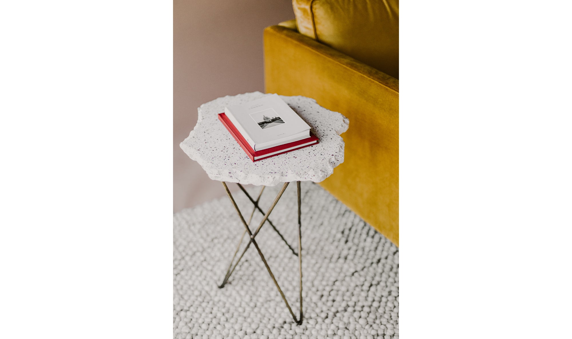 Positano Terrazzo Side Table - White