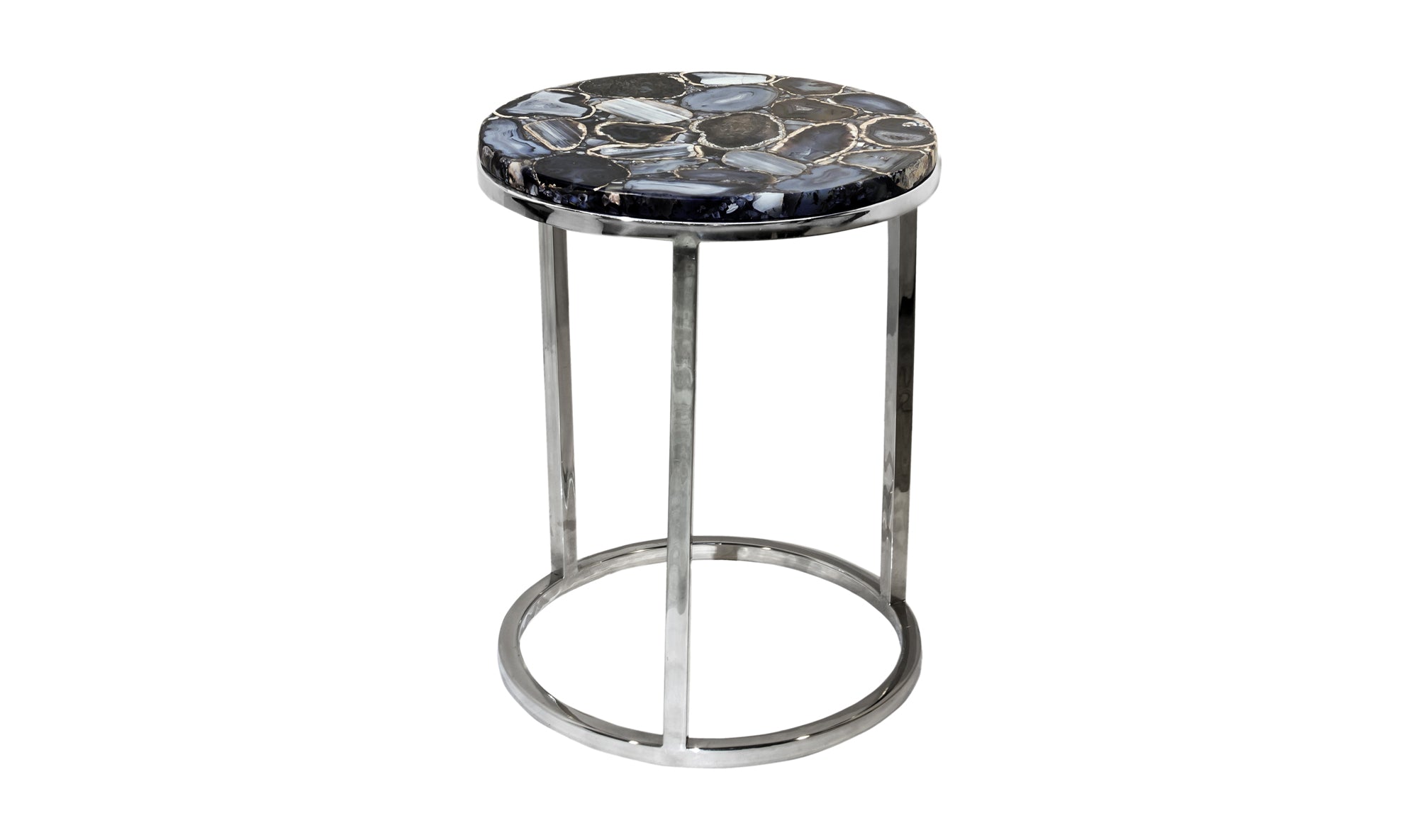 Shimmer Agate Accent Table - Silver