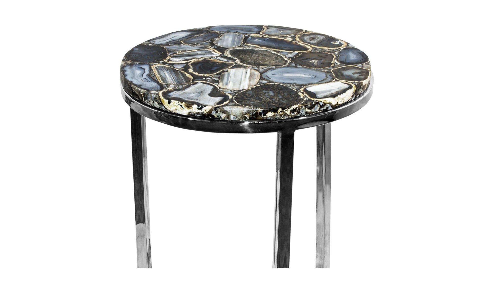 Shimmer Agate Accent Table - Silver