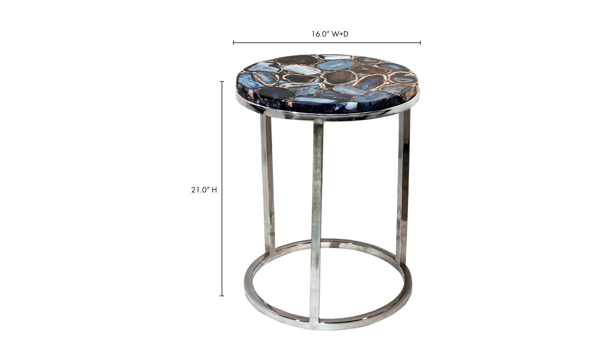 Shimmer Agate Accent Table - Silver