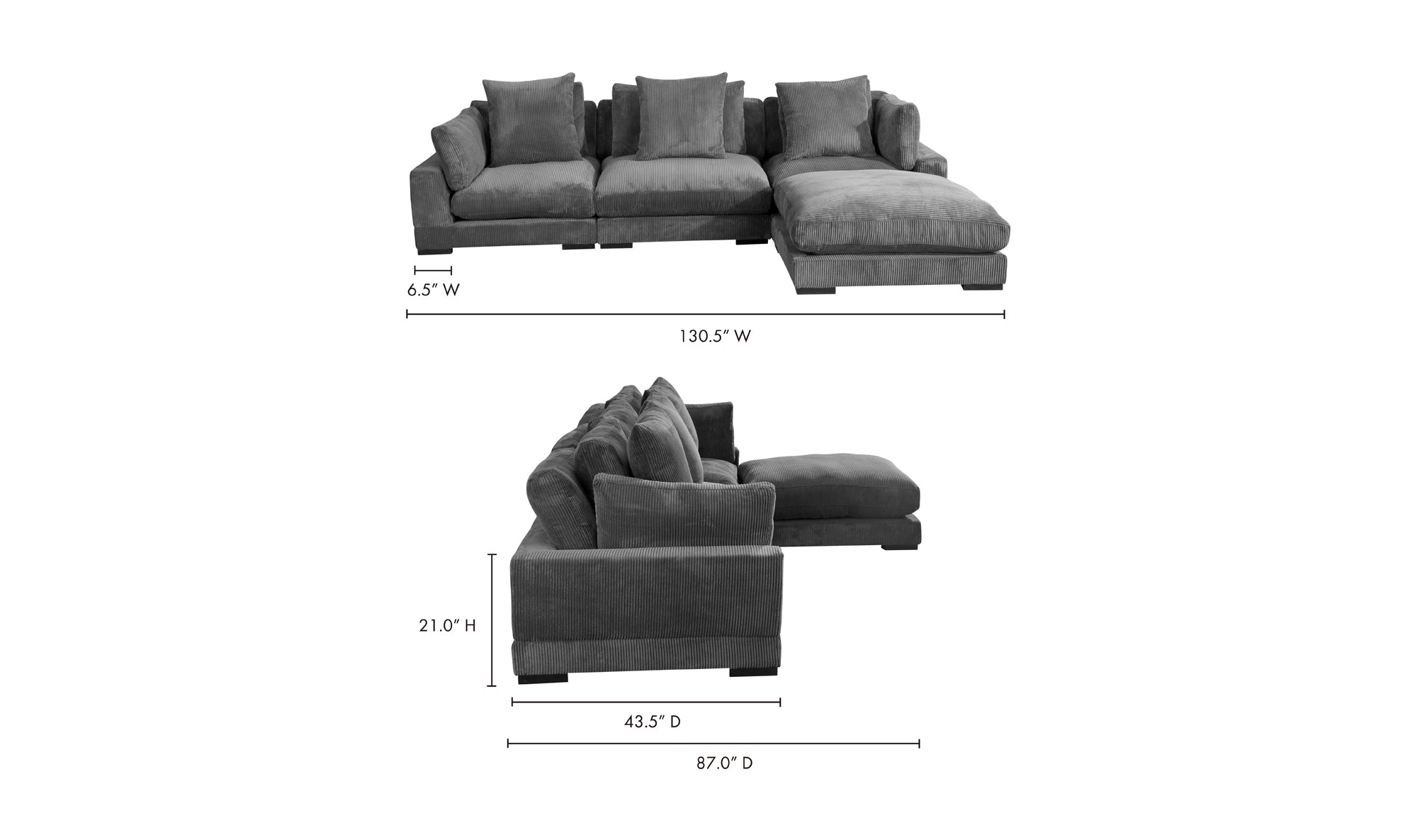 Tumble Lounge Modular Sectional - Dark Grey