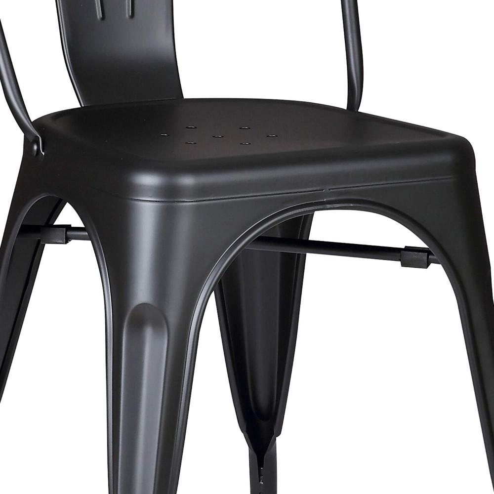 Set of 4 Black Restaurant Metal Dining Chairs With Back