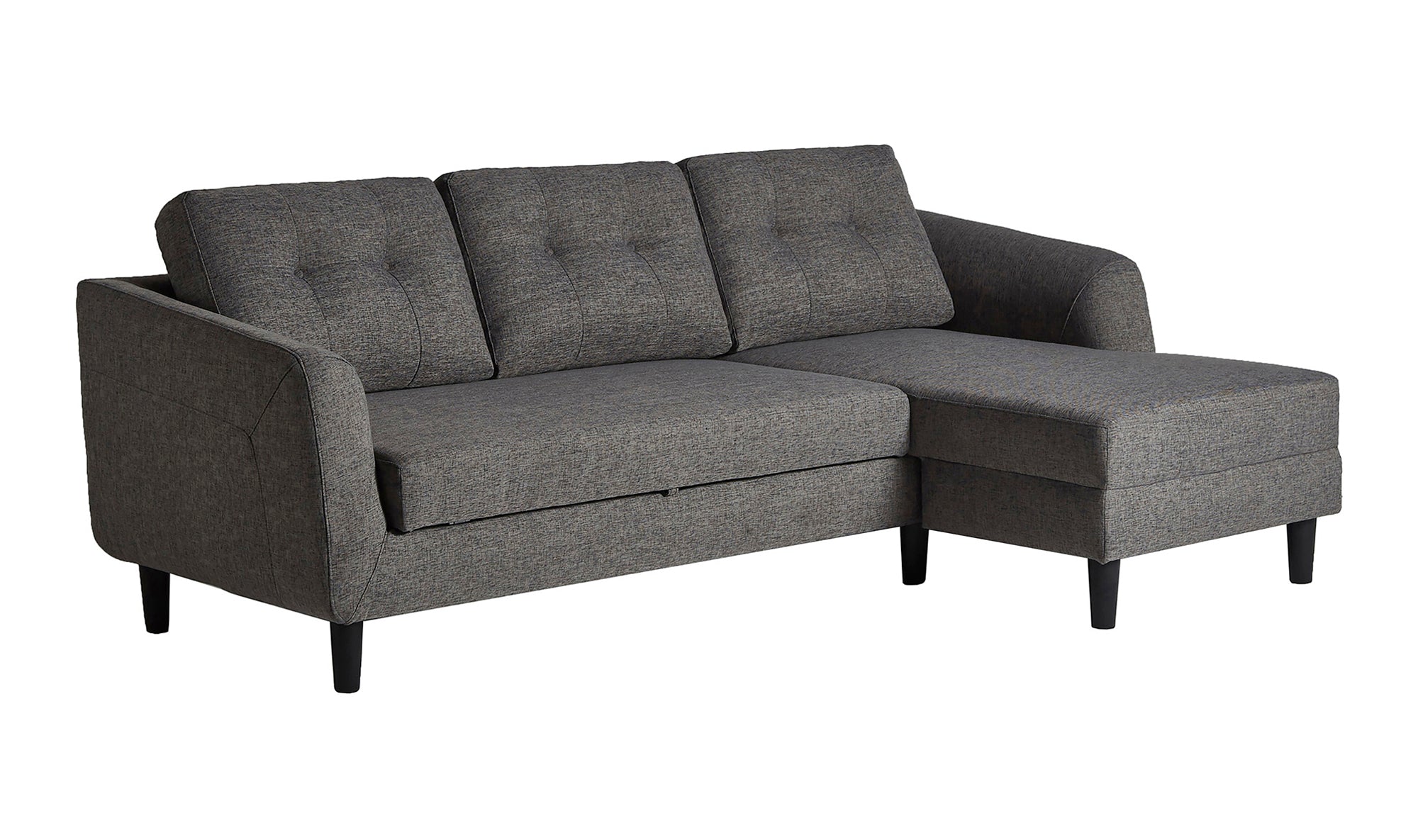 Belagio Right Facing Sofa Bed With Chaise - Charcoal Grey