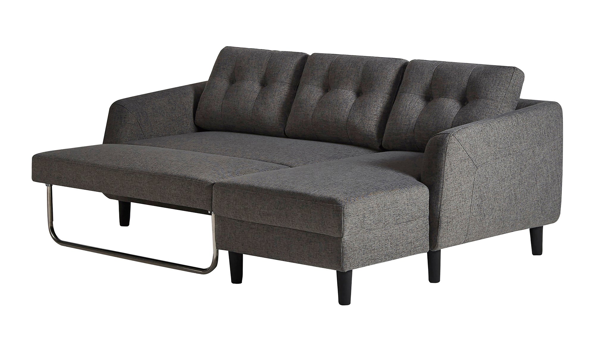 Belagio Right Facing Sofa Bed With Chaise - Charcoal Grey