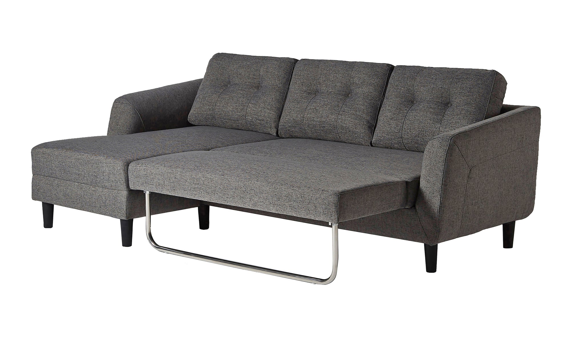 Belagio Left Facing Sofa Bed With Chaise - Charcoal Grey