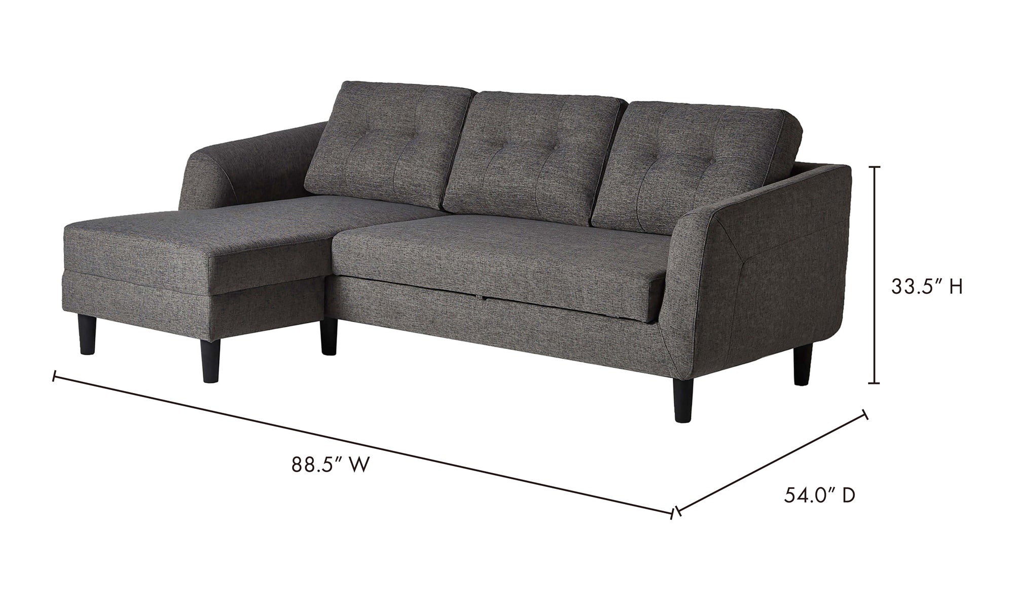 Belagio Left Facing Sofa Bed With Chaise - Charcoal Grey