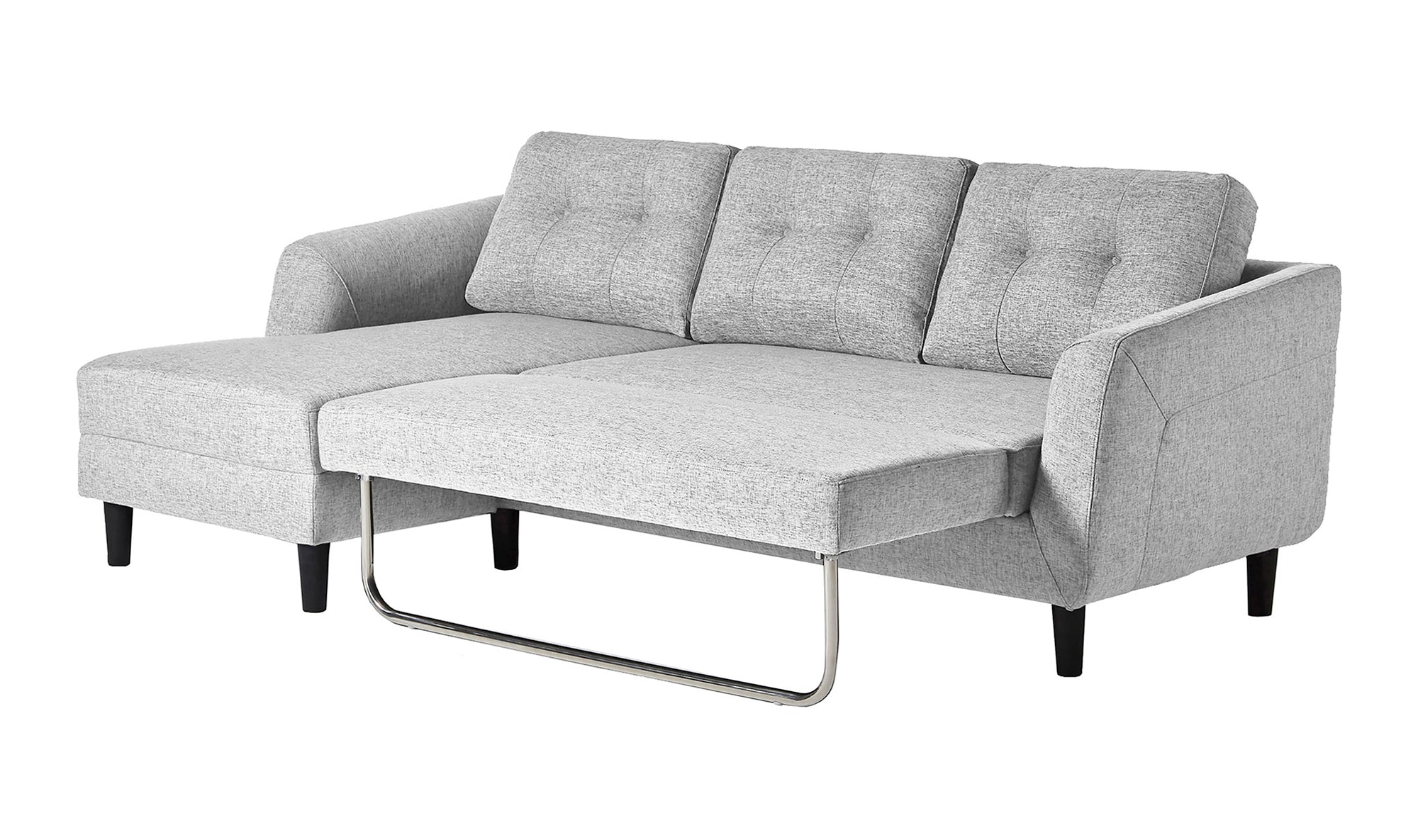Belagio Left Facing Sofa Bed With Chaise - Light Grey