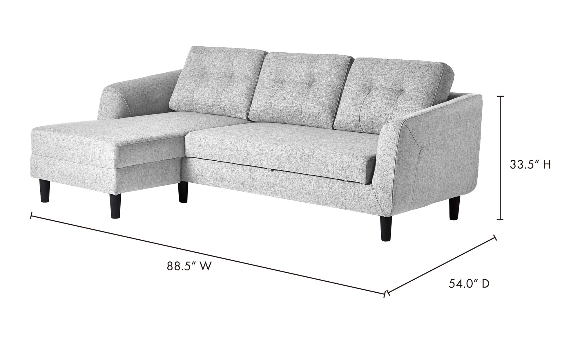 Belagio Left Facing Sofa Bed With Chaise - Light Grey