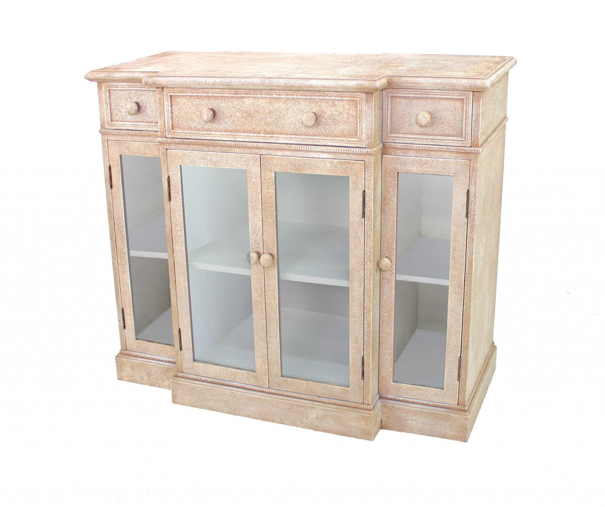 14 x 42 x 34 Beige Vintage French Style Distressed - Hallway Cabinet