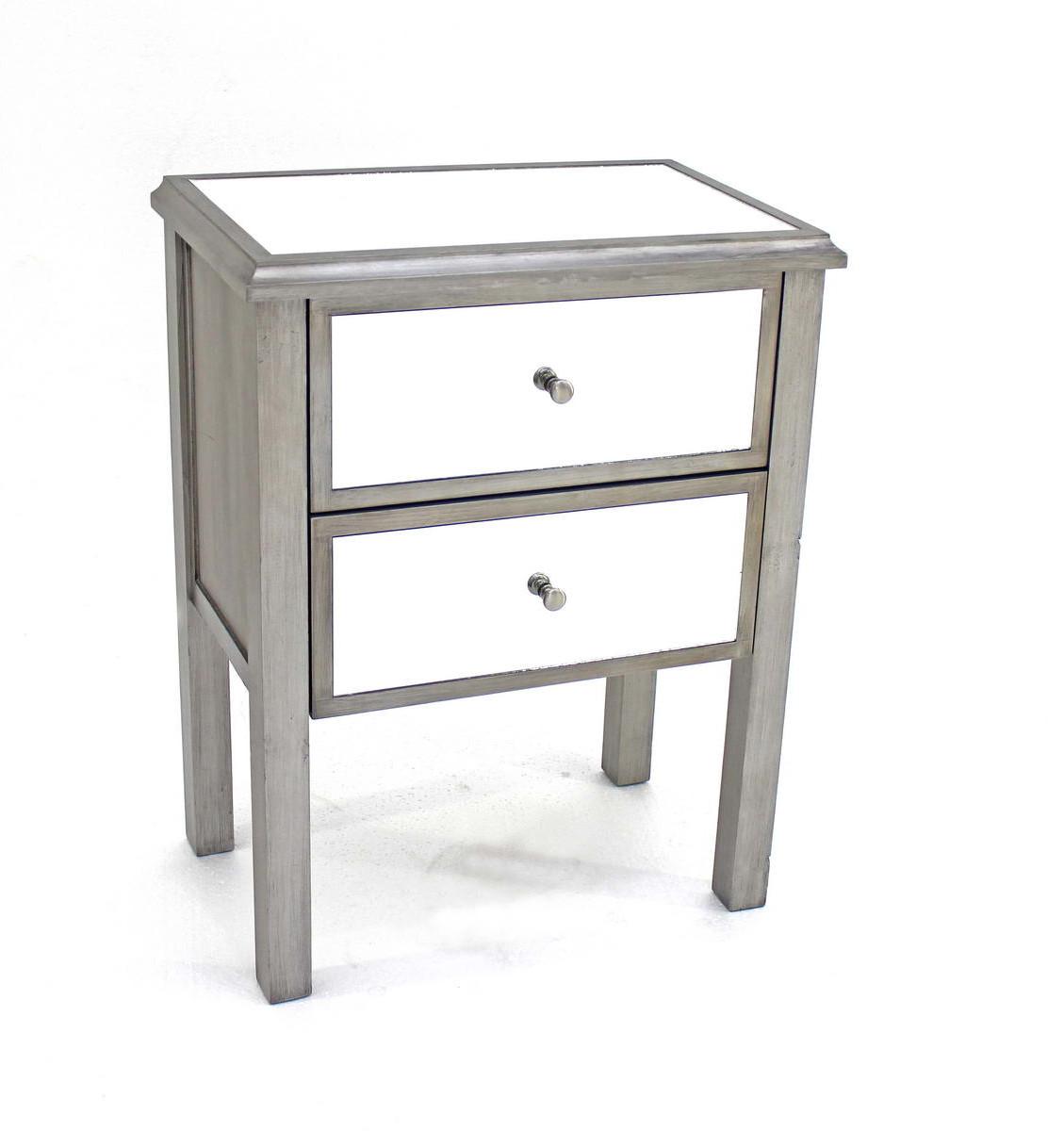 13.75 x 24 x 30.5 Silver Coastal 2 Drawer Mirrored - End Table