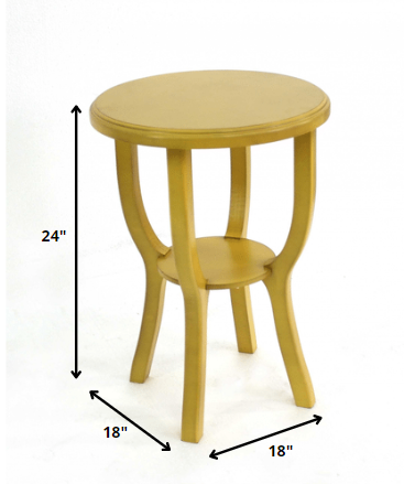 24 X 18 X 18 Yellow Country Cottage Style Wooden Stool