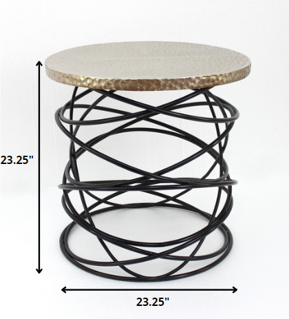 23.25 x 23.25 x 23.25 Gold Cable-Shaped Base - Accent Table