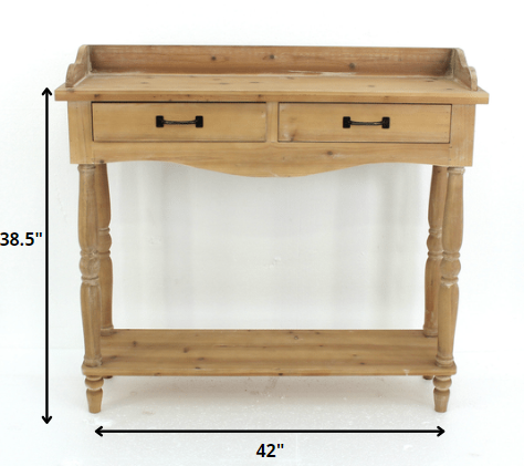 11.75 x 42 x 38.5 Natural 2 Drawer Rustic Unfinished Dressing - End Table