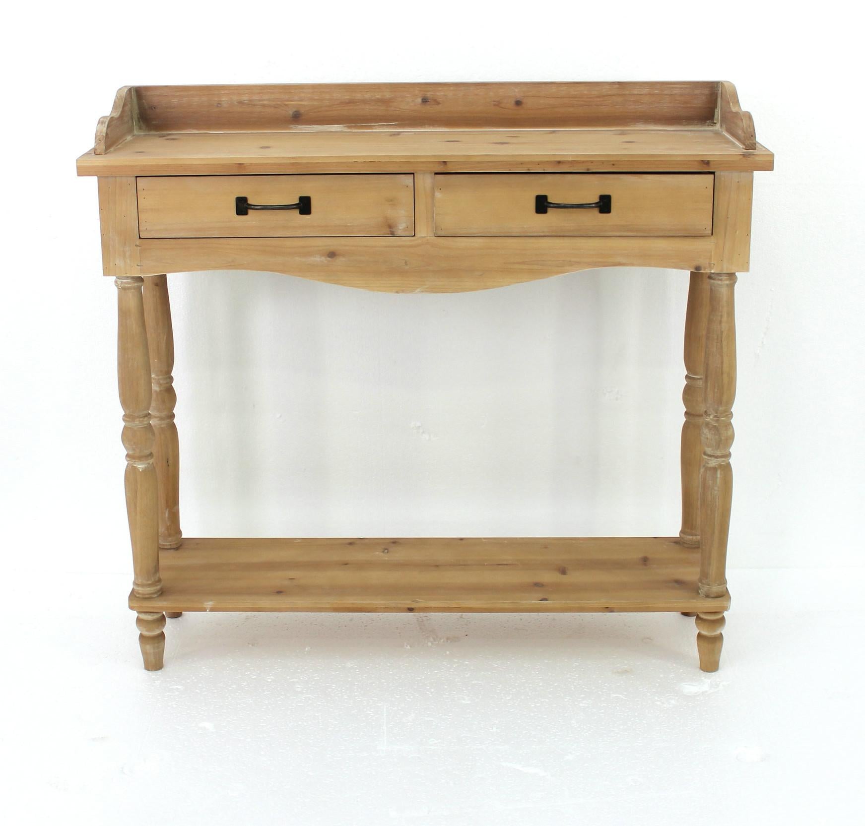 11.75 x 42 x 38.5 Natural 2 Drawer Rustic Unfinished Dressing - End Table