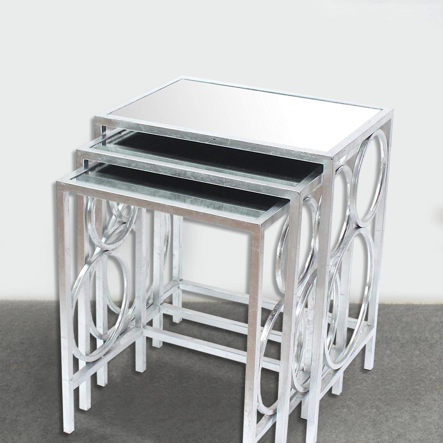 Silver 3 Piece Nesting Table Set