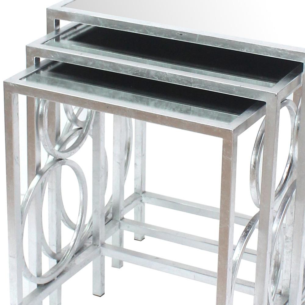 Silver 3 Piece Nesting Table Set