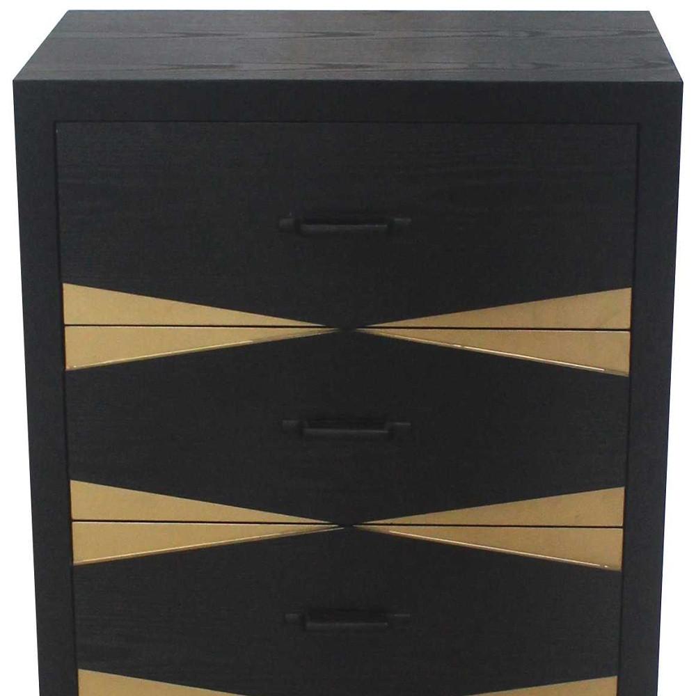 14 x 23 x 40 Black & Gold 4 Drawer  Side Table