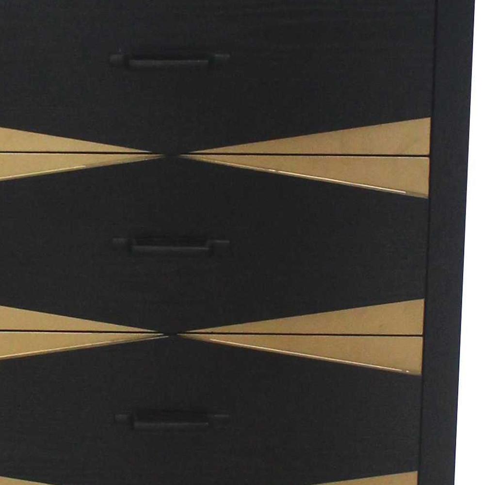 14 x 23 x 40 Black & Gold 4 Drawer  Side Table