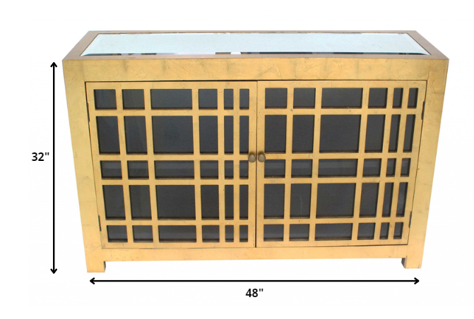 16 x 48 x 32 Gold Rustic Lattice Wood - Cabinet