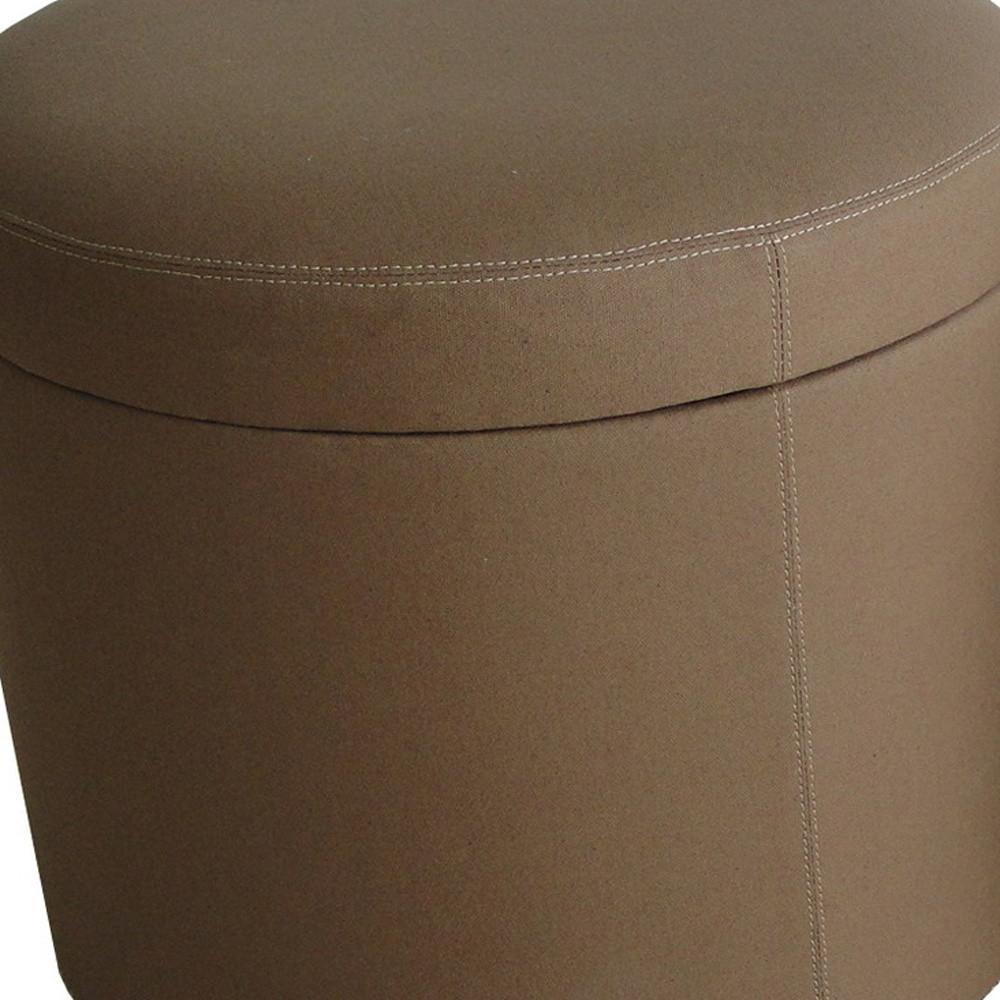 1 x 19 x 19 Tan Canvas Round Storage  Ottoman