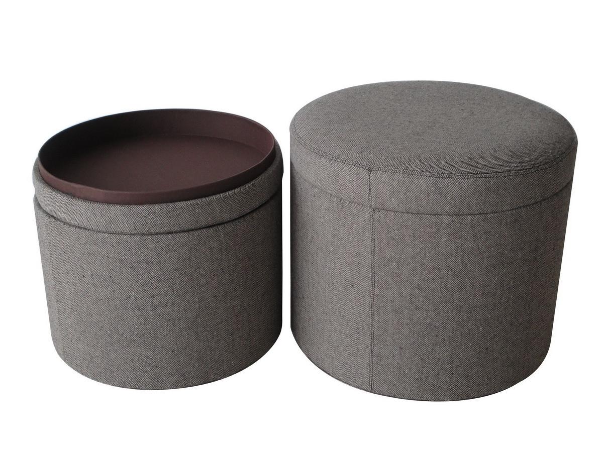 1 x 19 x 19 Gray Tweed Storage  Ottoman