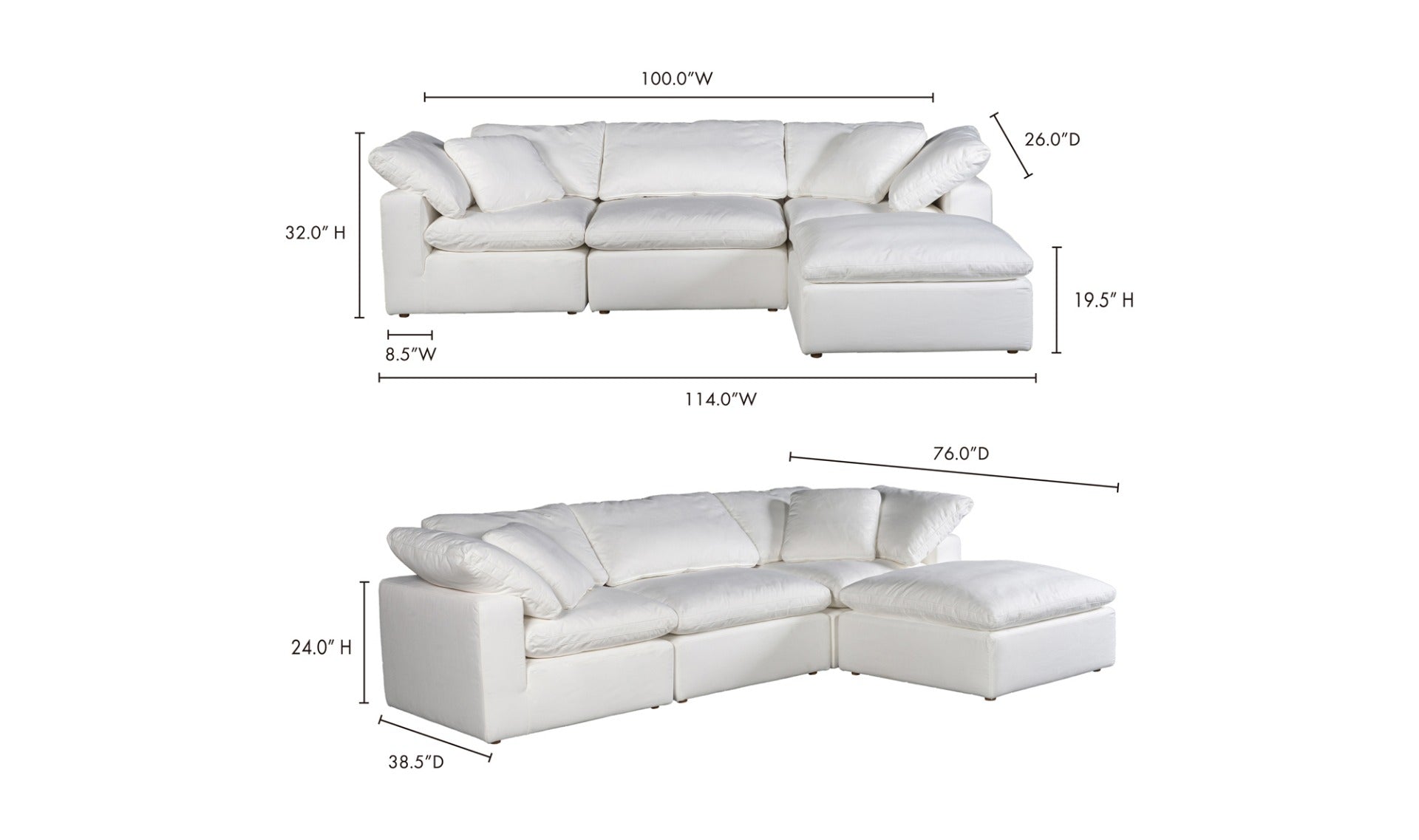 Terra Condo Lounge Modular Sectional - Cream White