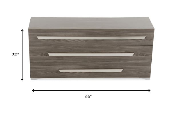 Gray Gradient Lines Chrome 3 Drawer Dresser