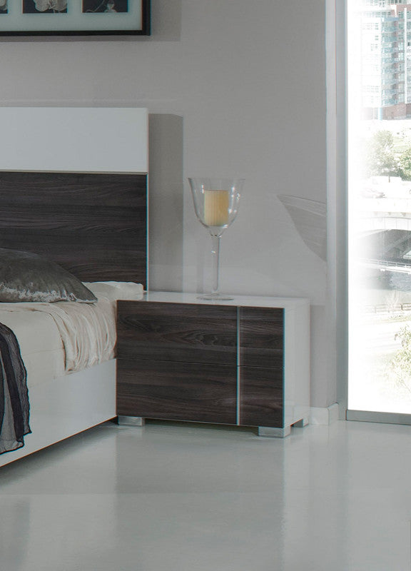 Italian Modern White & Grey Right Nightstand