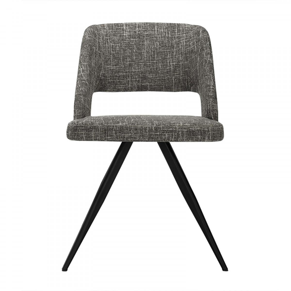 Set of 2 Modern Grey Fabric Dining Chair with Sleek Black Legs