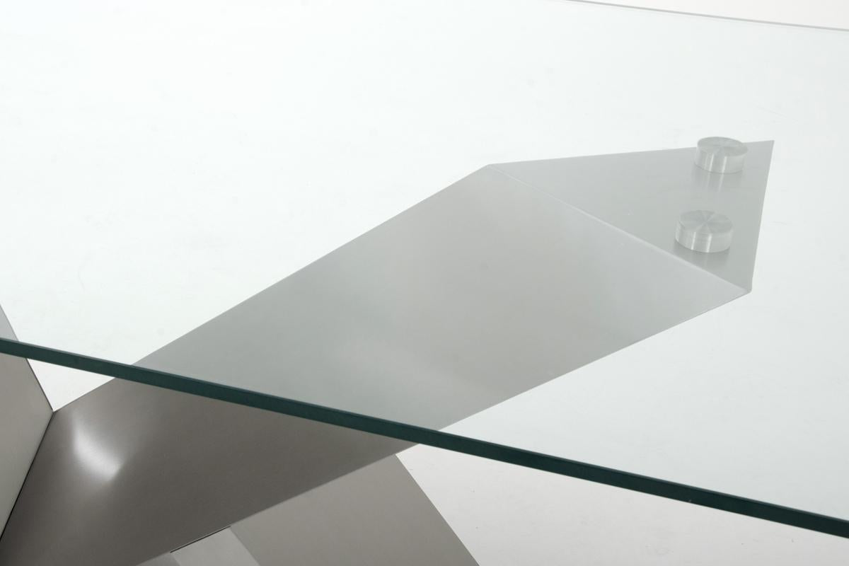 Modern Glass & Stainless Steel Dining Table