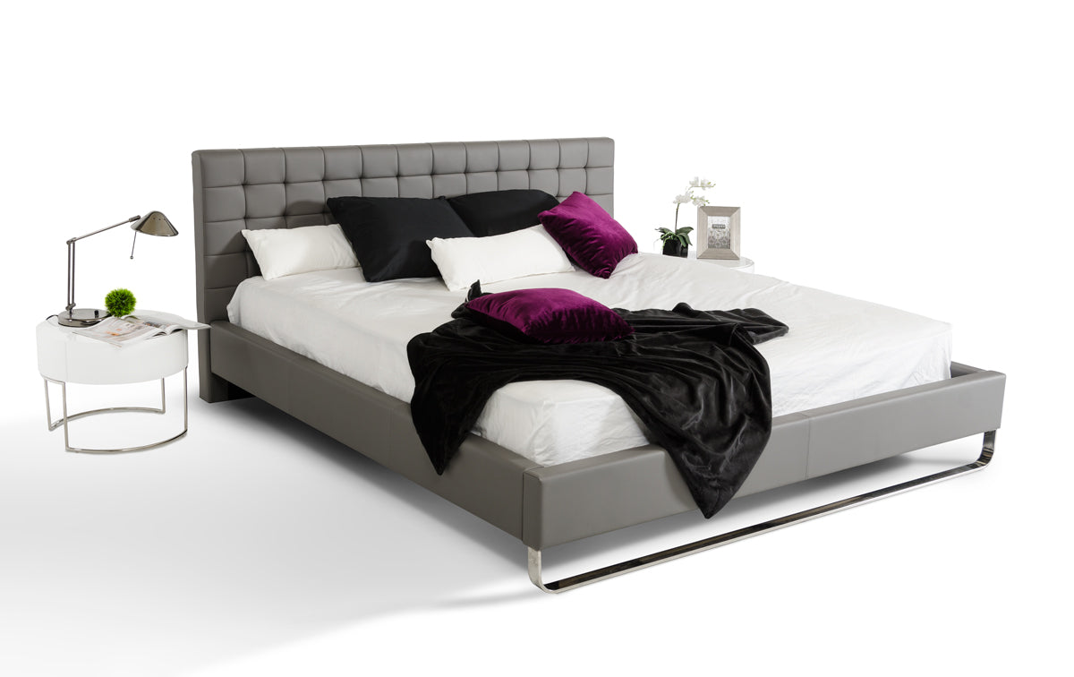 Modern Grey Leatherette Eastern King Bed