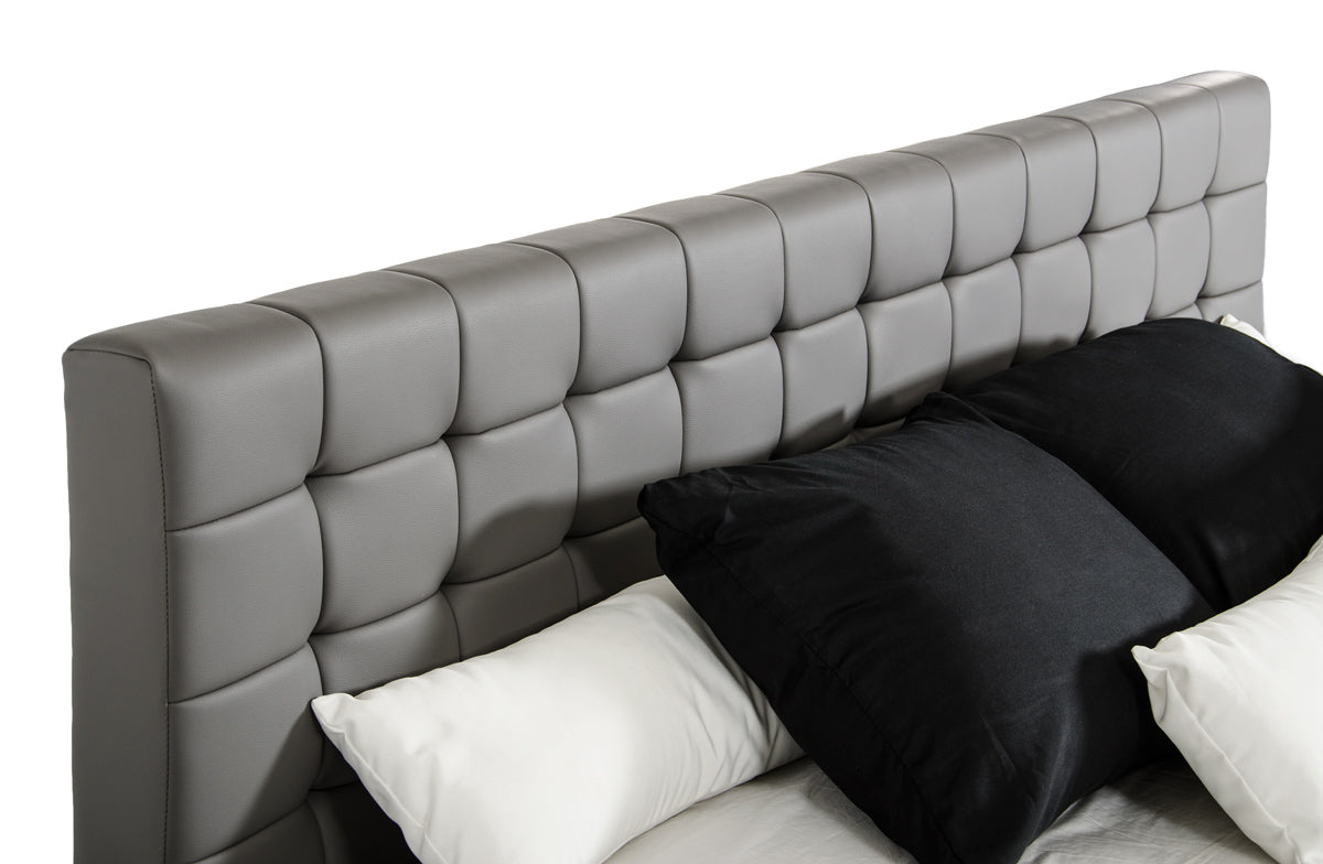 Modern Grey Leatherette Eastern King Bed