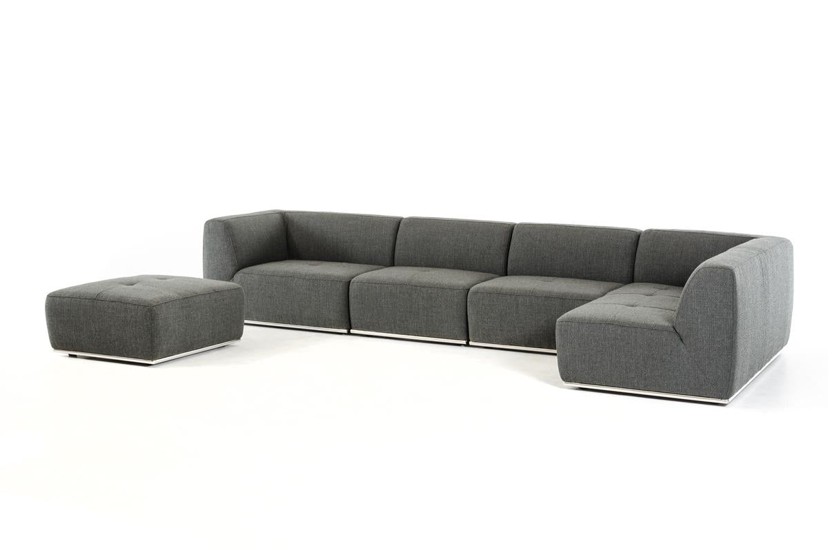 Gray Modular 5 Piece Sectional with Ottoman