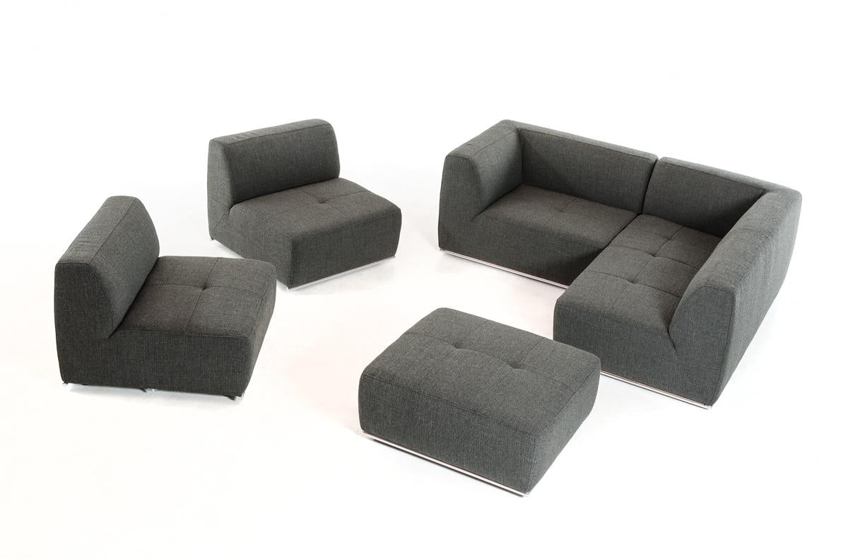 Gray Modular 5 Piece Sectional with Ottoman