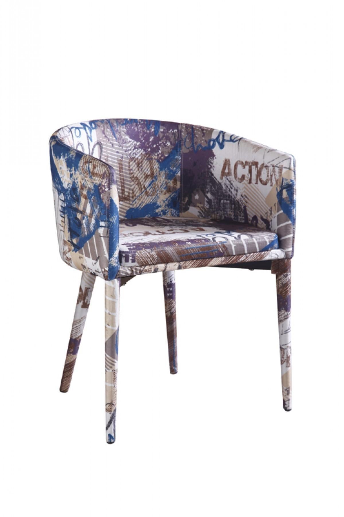 Modern Pattern Fabric Wrapped Dining  or Accent Chair