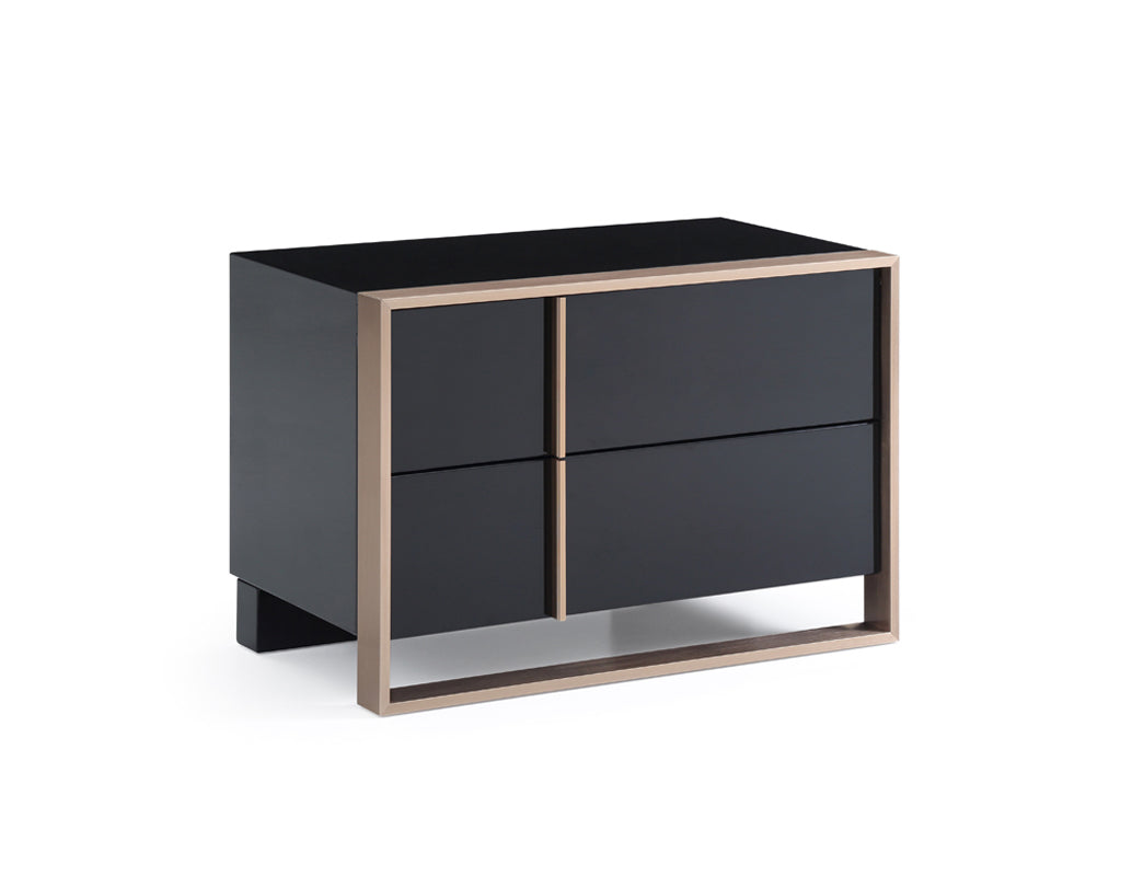 Modern Brushed Black and Bronze Nightstand