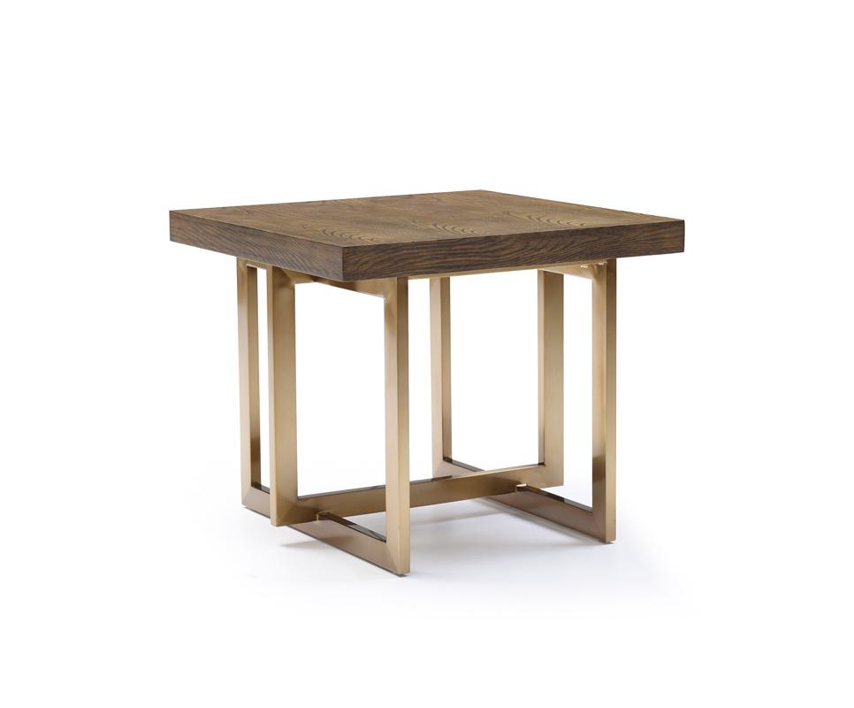 Modrest Pike Modern Elm & Antique Brass End Table