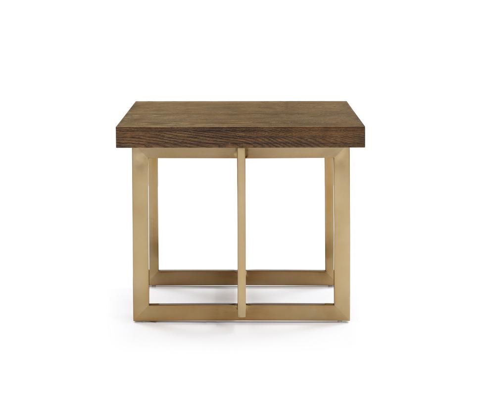 Modrest Pike Modern Elm & Antique Brass End Table