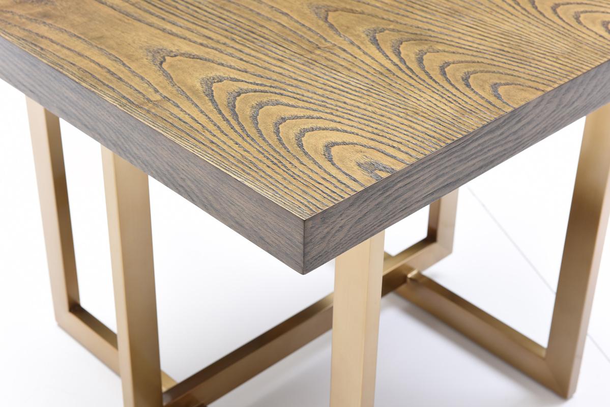 Modrest Pike Modern Elm & Antique Brass End Table