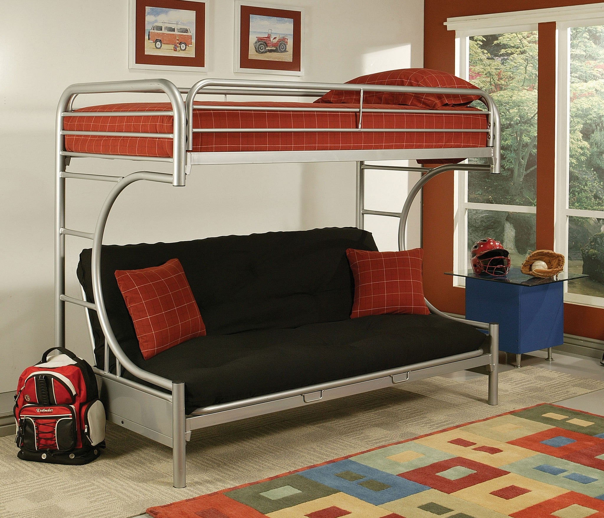 78" X 41" X 65" Twin Over Full Silver Metal Tube Bunk Bed Default Title
