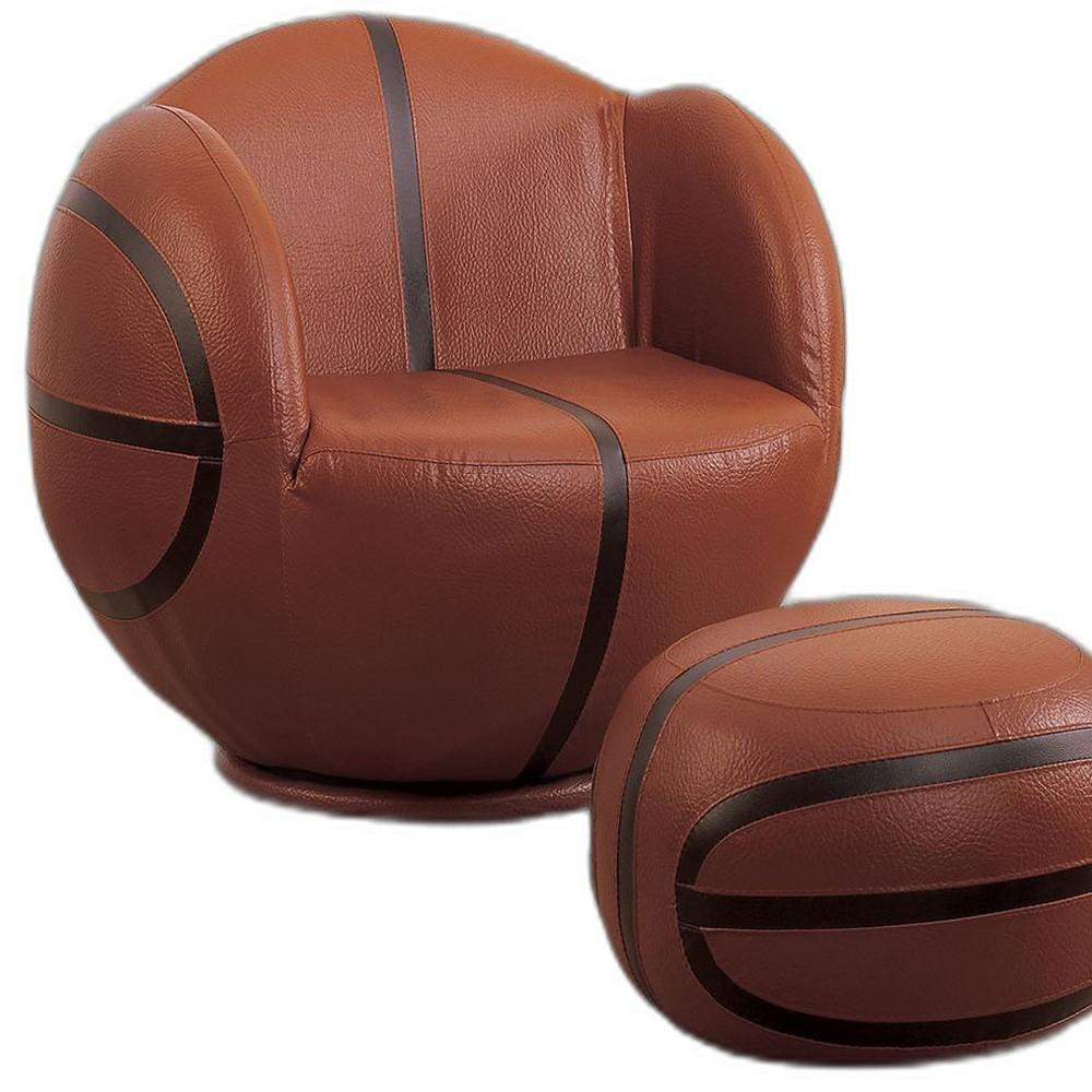 All Star 2Pc Pack Chair & Ottoman, Basketball