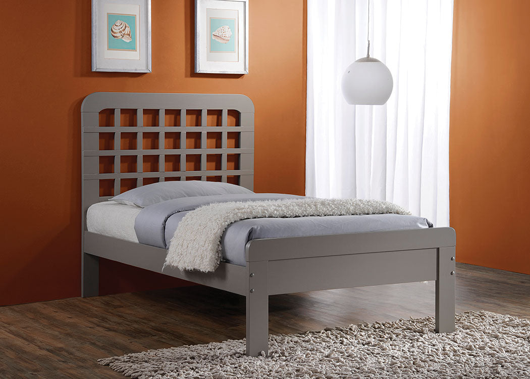 Queen Bed, Gray - Poplar Wood Gray