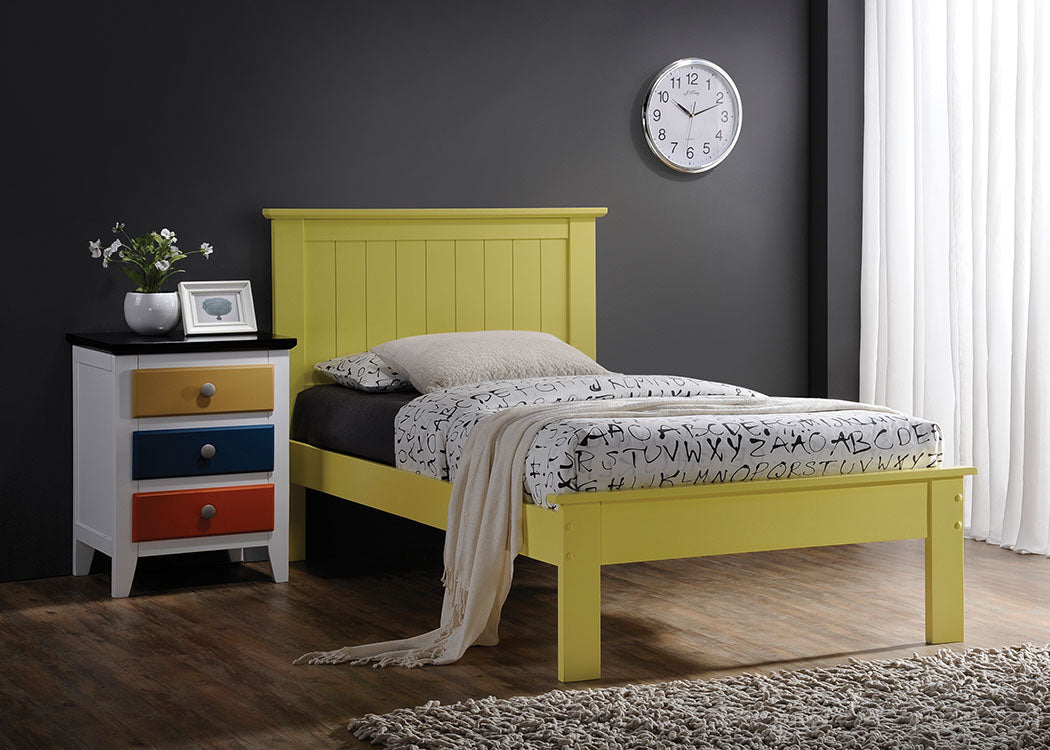 Queen Bed, Yellow - Poplar Wood Yellow