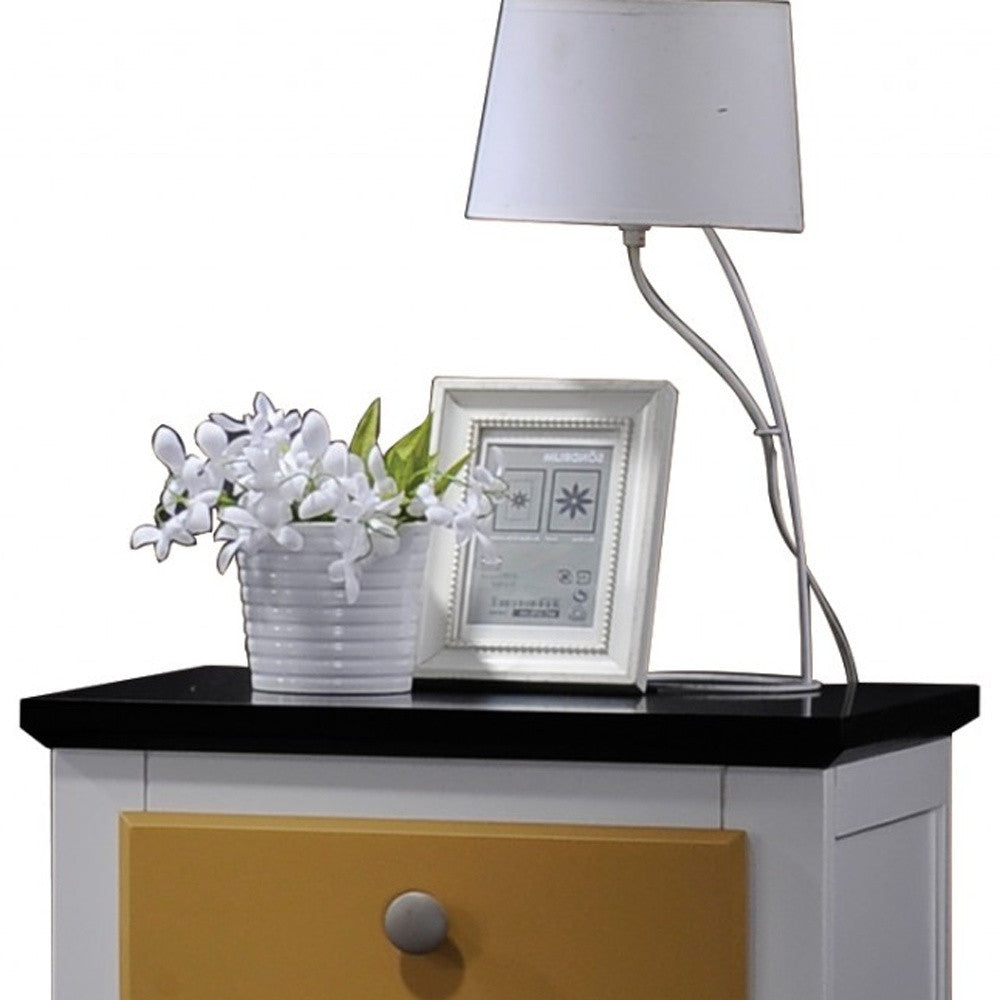 Nightstand, White & Multi-Color - Mdf & Poplar Wood White & Multi-Color